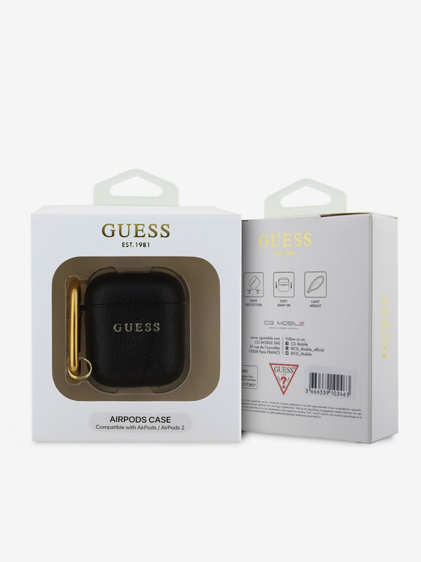 Guess Puzdro Guess PU Grained Classic Logo pre AirPods 1/2 Black