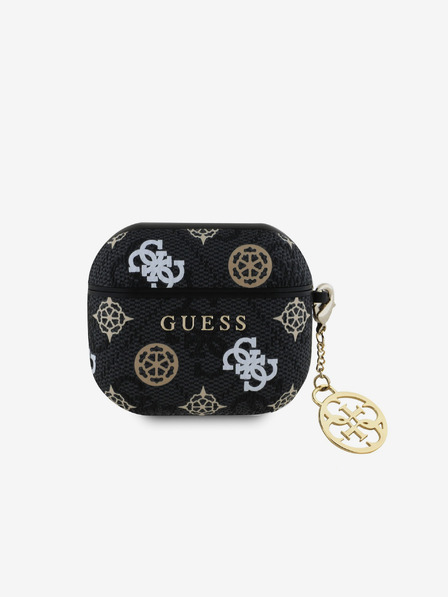 Guess Guess PU 4G puzdro s príveskom pivonky pre AirPods 3 čierne