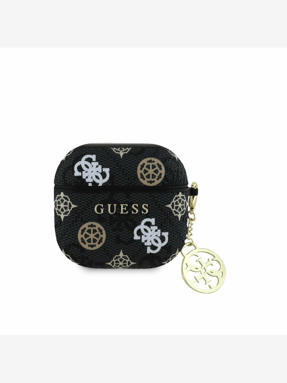 Guess PU 4G Peony Charm Pouzdro pro AirPods 4 Black Obal