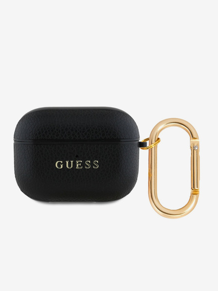 Guess Guess PU zrnité klasické puzdro s logom pre AirPods Pro čierne