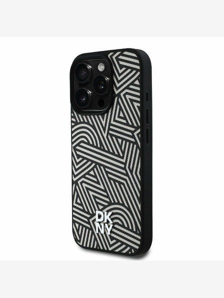 DKNY DKNY PU kožený zadný kryt Crosswalk Pattern Magsafe pre iPhone 16 Pro Max Ivory