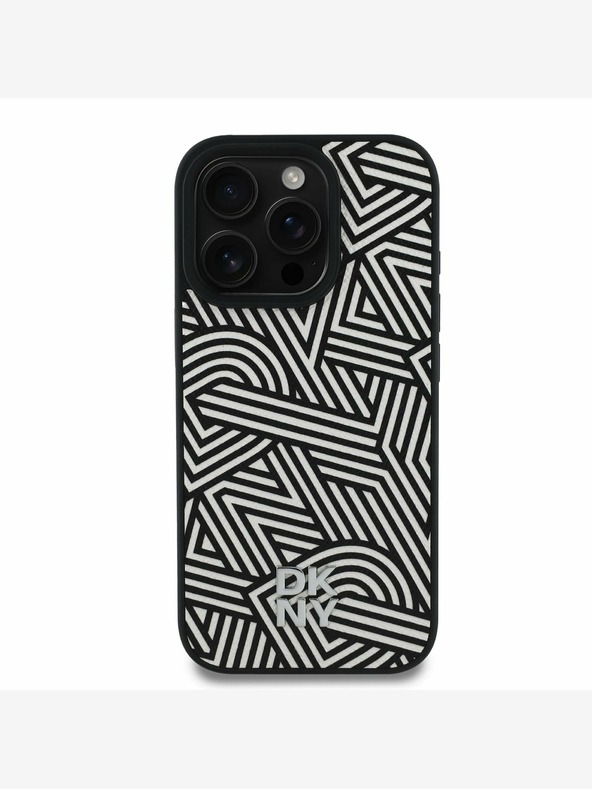 DKNY DKNY PU kožený zadný kryt Crosswalk Pattern Magsafe pre iPhone 16 Pro Max Ivory