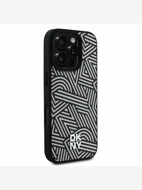 DKNY DKNY PU kožený zadný kryt Crosswalk Pattern Magsafe pre iPhone 16 Pro Max Ivory