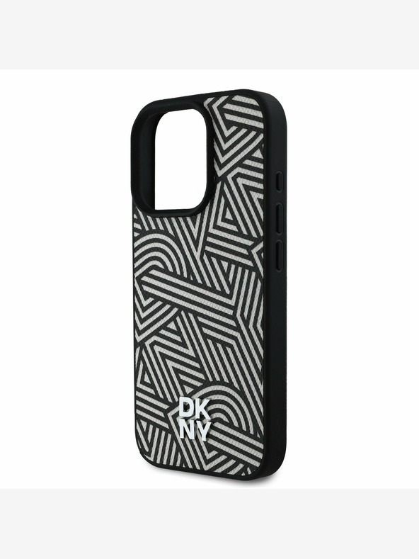 DKNY DKNY PU kožený zadný kryt Crosswalk Pattern Magsafe pre iPhone 16 Pro Max Ivory