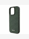 DKNY DKNY PU kožený zadný kryt Magsafe so vzorom mriežky pre iPhone 16 Pro Max Green