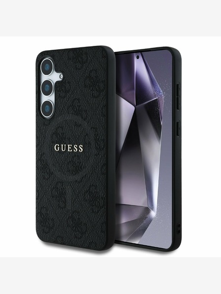 Guess PU Leather 4G Colored Ring MagSafe Zadní Kryt pro Samsung Galaxy S25+ Black Obal na telefón