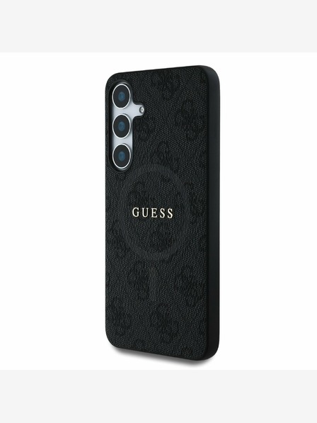 Guess PU Leather 4G Colored Ring MagSafe Zadní Kryt pro Samsung Galaxy S25+ Black Obal na telefón