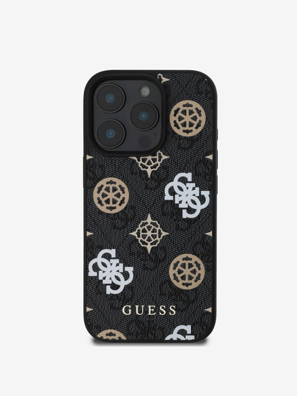Guess Guess PU 4G Peony MagSafe zadný kryt pre iPhone 16 Pro Max čierny