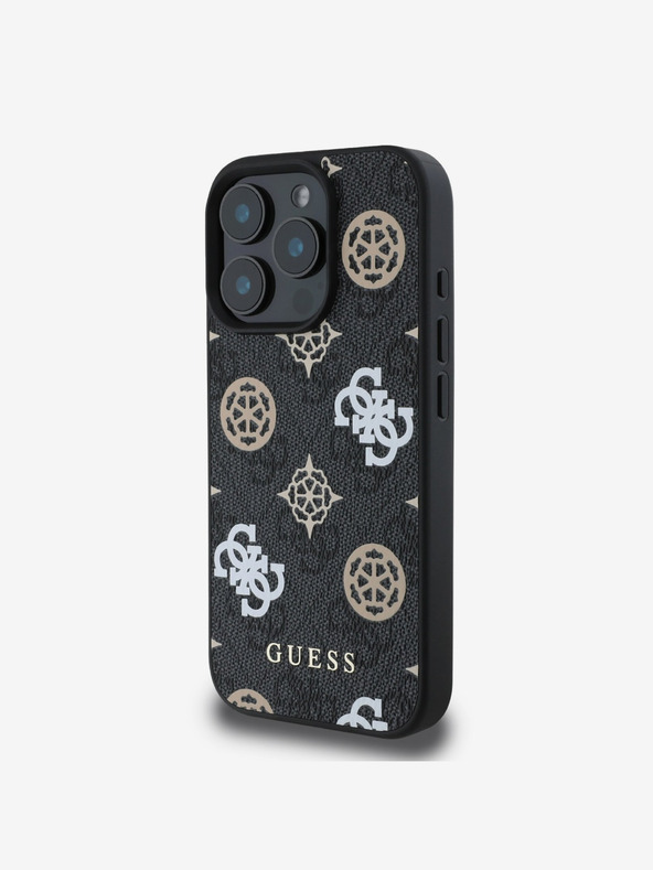 Guess Guess PU 4G Peony MagSafe zadný kryt pre iPhone 16 Pro Max čierny