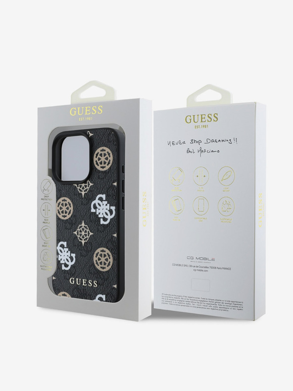 Guess Guess PU 4G Peony MagSafe zadný kryt pre iPhone 16 Pro Max čierny