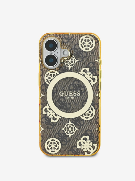 Guess Guess IML 4G Peony MagSafe zadný kryt pre iPhone 16 hnedý