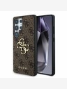 Guess PU 4G Metal Logo Zadní Kryt pro Samsung Galaxy S25 Ultra Brown Obal na telefón