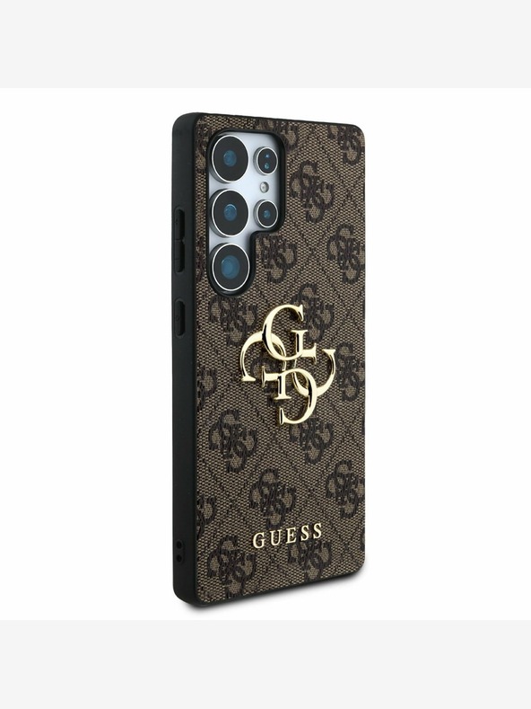 Guess PU 4G Metal Logo Zadní Kryt pro Samsung Galaxy S25 Ultra Brown Obal na telefón
