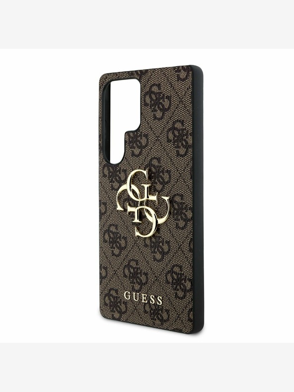 Guess PU 4G Metal Logo Zadní Kryt pro Samsung Galaxy S25 Ultra Brown Obal na telefón