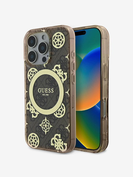 Guess Guess IML 4G Peony MagSafe zadný kryt pre iPhone 16 Pro Max hnedý