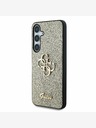 Guess Guess PU Pevný zadný kryt s kovovým logom 4G Glitter pre Samsung Galaxy S25 zlatý