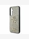 Guess Guess PU Pevný zadný kryt s kovovým logom 4G Glitter pre Samsung Galaxy S25 zlatý