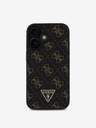 Guess Guess PU Leather 4G Triangle Metal Logo Zadný kryt pre iPhone 16 Black