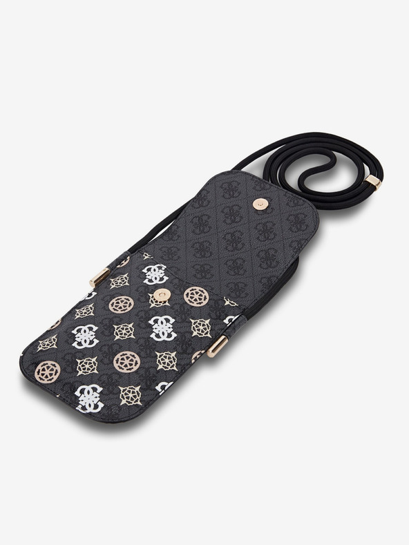 Guess Guess PU 4G Pivoňka Viacfarebná taška na telefón Čierna