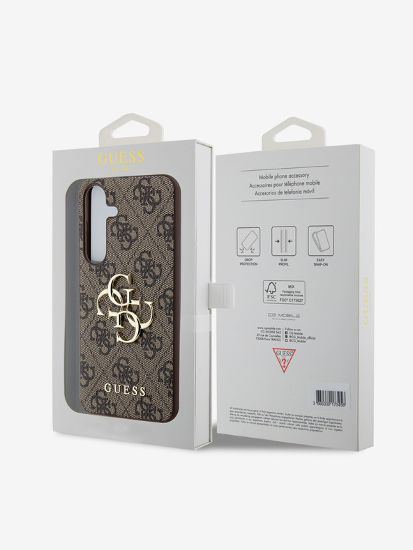Guess Guess PU zadný kryt 4G Metal Logo pre Samsung Galaxy S24 Brown