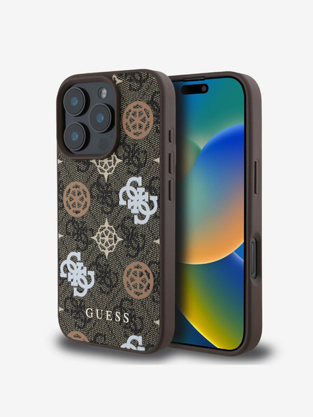 Guess Guess PU 4G Peony MagSafe zadný kryt pre iPhone 16 Pro hnedý