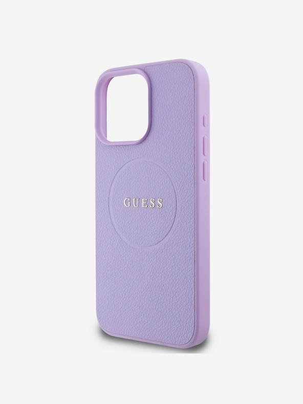 Guess Guess PU Grained Classic Logo MagSafe zadný kryt pre iPhone 16 Pro fialový