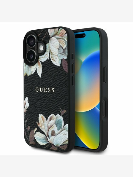 Guess Guess PU Grained Magnolia Zadný kryt MagSafe pre iPhone 16 Black