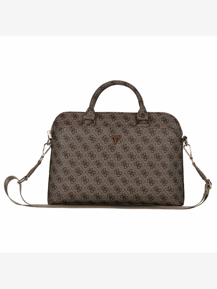Guess Guess PU 4G taška na notebook s trojuholníkovým logom 15/16" hnedá