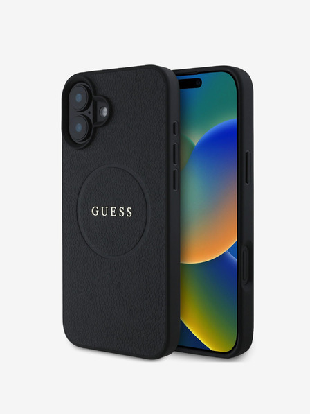 Guess Guess PU Grained Classic Logo MagSafe zadný kryt pre iPhone 16 Black