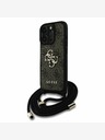 Guess Guess PU PU 4G kovové logo Crossbody Strap zadný kryt pre iPhone 15 Pro Max hnedý