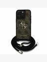 Guess Guess PU PU 4G kovové logo Crossbody Strap zadný kryt pre iPhone 15 Pro Max hnedý