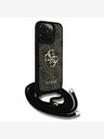Guess Guess PU PU 4G kovové logo Crossbody Strap zadný kryt pre iPhone 15 Pro Max hnedý