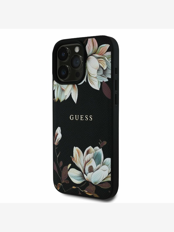 Guess Guess PU Grained Magnolia MagSafe zadný kryt pre iPhone 16 Pro čierny