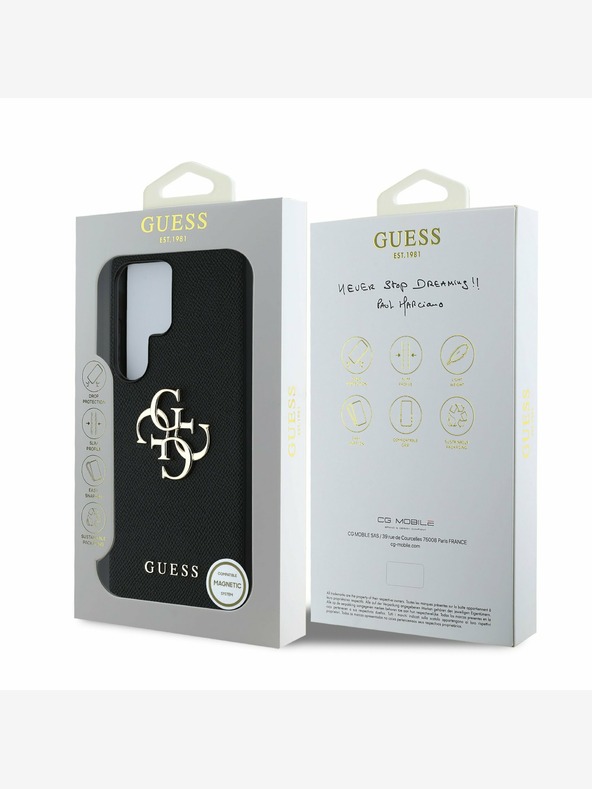 Guess Guess PU Grained 4G Metal Logo Back Cover pre Samsung Galaxy S25 Ultra Black