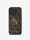 Guess Guess PU 4G kovové logo zadný kryt pre iPhone 16 Pro hnedý