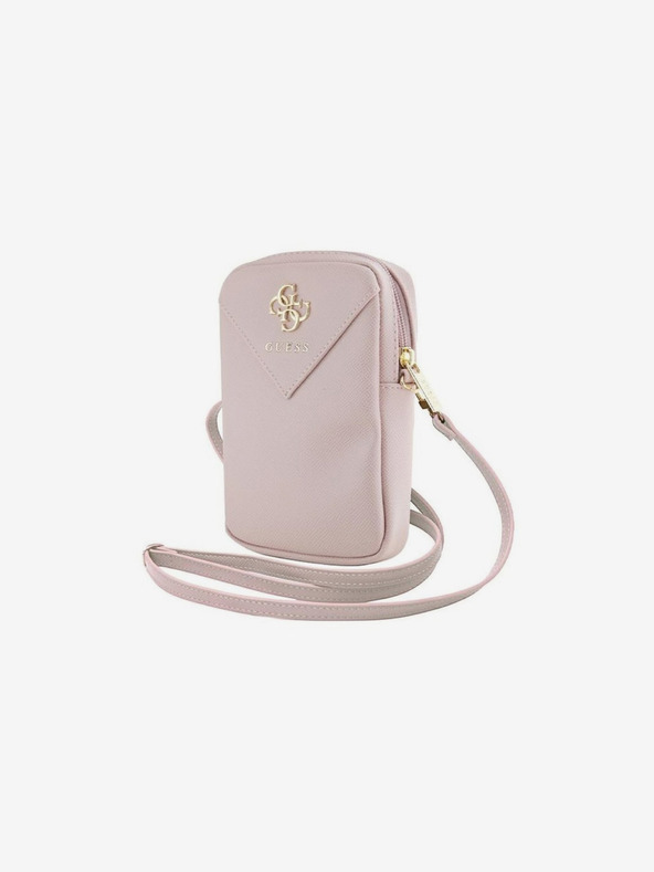 Guess Guess PU Grained 4G Kovové logo na telefón so zipsom Ružová