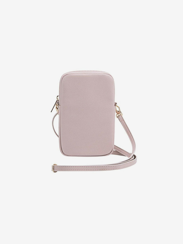 Guess Guess PU Grained 4G Kovové logo na telefón so zipsom Ružová