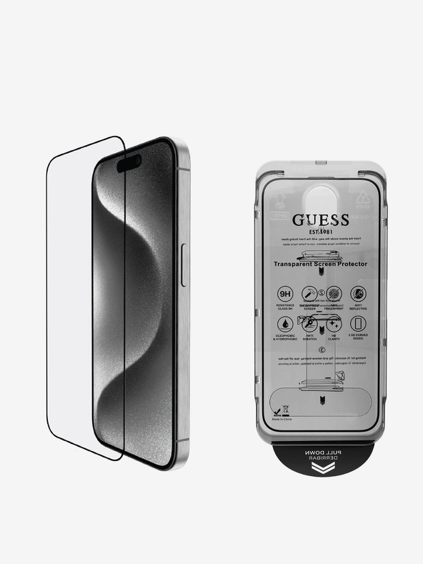 Guess Guess Tvrdené sklo 2.5D pre iPhone 16 čierne