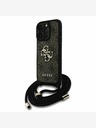 Guess Guess PU 4G kovové logo Crossbody Strap zadný kryt pre iPhone 16 Pro Max hnedý