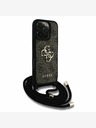 Guess Guess PU 4G kovové logo Crossbody Strap zadný kryt pre iPhone 16 Pro Max hnedý