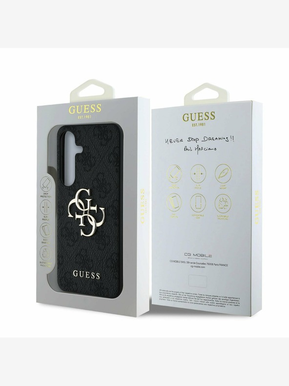 Guess PU 4G Metal Logo Zadní Kryt pro Samsung Galaxy S25+ Grey Obal na telefón
