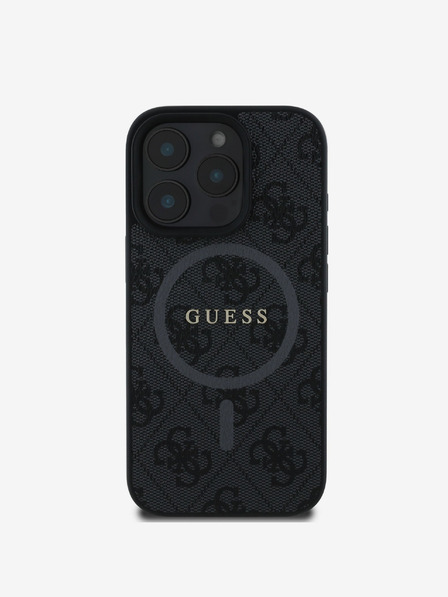 Guess PU Leather 4G Colored Ring MagSafe Zadní Kryt pro iPhone 16 Pro Max Black Obal na telefón