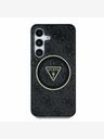 Guess Guess IML 4G zadný kryt s trblietkami a trojuholníkovým logom MagSafe pre Samsung Galaxy S25+ čierny