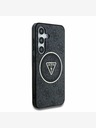 Guess Guess IML 4G zadný kryt s trblietkami a trojuholníkovým logom MagSafe pre Samsung Galaxy S25+ čierny