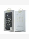 Guess Guess IML 4G zadný kryt s trblietkami a trojuholníkovým logom MagSafe pre Samsung Galaxy S25+ čierny