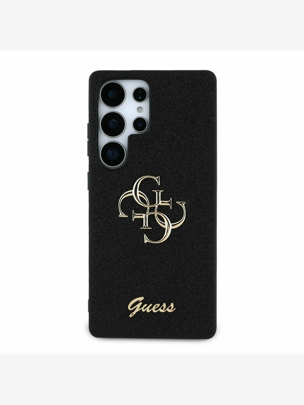 Guess Guess PU Pevný zadný kryt s kovovým logom 4G Glitter pre Samsung Galaxy S25 Ultra Black