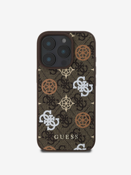 Guess Guess PU 4G Pivoňka MagSafe zadný kryt pre iPhone 16 Pro Max hnedý