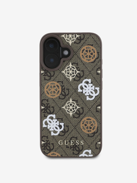 Guess Guess PU 4G Pivoňka MagSafe zadný kryt pre iPhone 16 hnedý