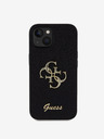 Guess Guess PU pevný zadný kryt 4G s kovovým logom s trblietkami pre iPhone 13 čierny