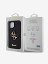 Guess Guess PU pevný zadný kryt 4G s kovovým logom s trblietkami pre iPhone 13 čierny